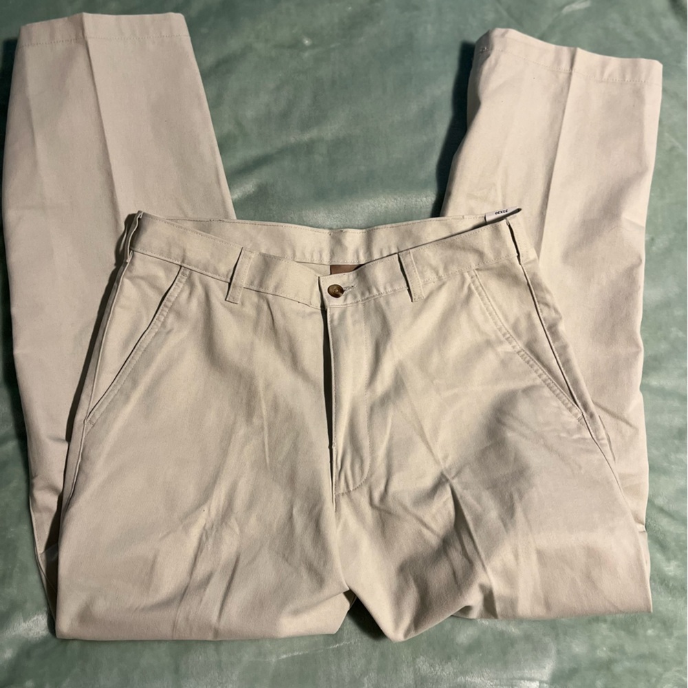 1990’s NWT George Men’s Beige Pleated Cotton Chino Pants – 32W x 30L